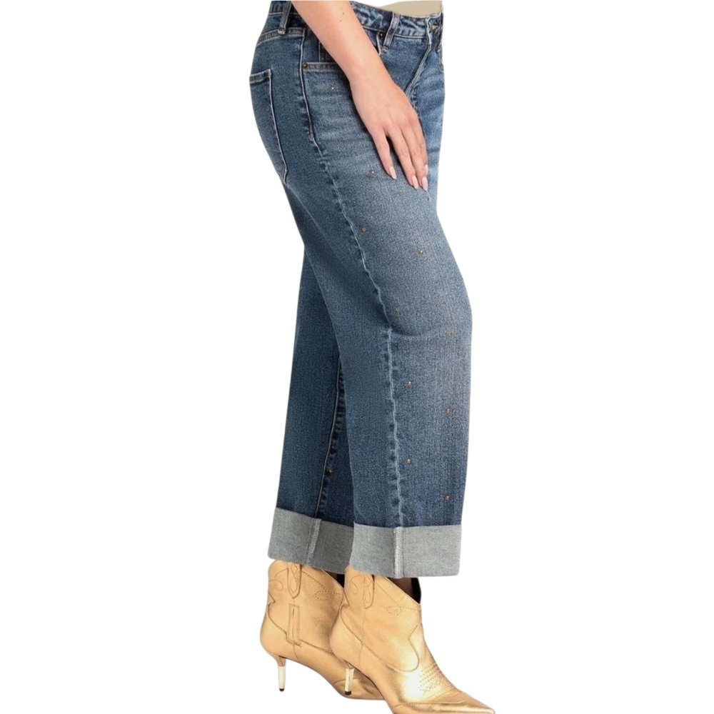 Jessica Simpson Wide Leg Boyfriend Jeans With Stud Detail Size 12